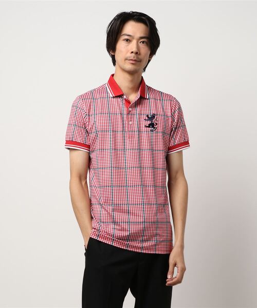 Admiral Golf（アドミラル　ゴルフ）の「[アドミラル ゴルフ] メンズ ガンクラブチェック プリント ポロシャツ　 （ポロシャツ・メンズ・ネイビー/ブラック/オレンジ/グリーン/レッド・M/L/XL/LL）」の4枚目の写真