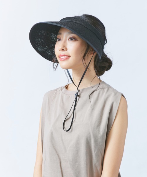 milsa（ミルサ）の「【milsa】風とば～ぬ 洗えるドットクリップバイザー（サンバイザー・レディース・ネイビー/ブラック/グレー・FREE）」の4枚目の写真