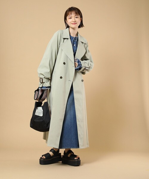 FREAK'S STORE（フリークスストア）の「袖ボリュームトレンチコート（トレンチコート・レディース・ブラック/ベージュ/ブルーグリーン・ﾌﾘ-）」の17枚目の写真