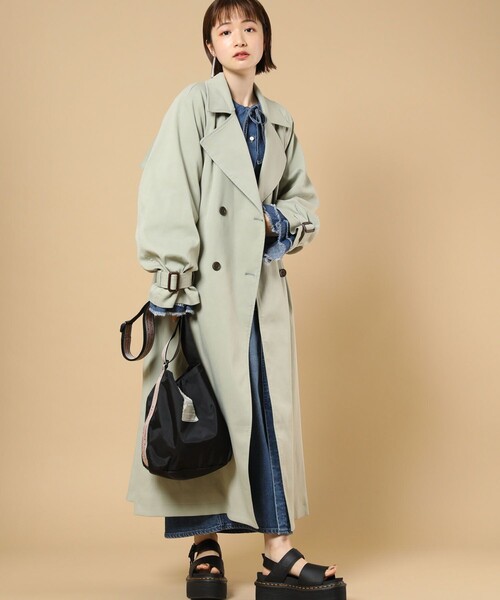FREAK'S STORE（フリークスストア）の「袖ボリュームトレンチコート（トレンチコート・レディース・ブラック/ベージュ/ブルーグリーン・ﾌﾘ-）」の14枚目の写真