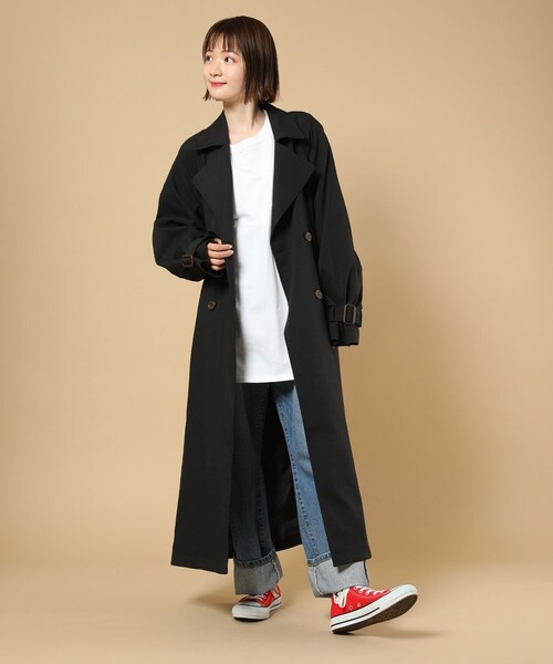 FREAK'S STORE（フリークスストア）の「袖ボリュームトレンチコート（トレンチコート・レディース・ブラック/ベージュ/ブルーグリーン・ﾌﾘ-）」の5枚目の写真