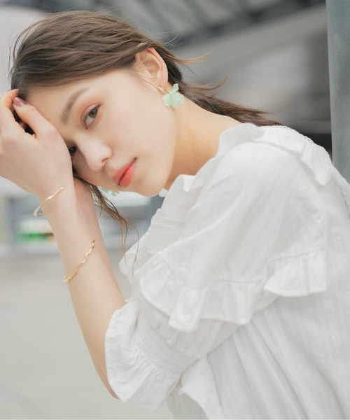 Heather（ヘザー）の「シアーフラワーフープピアス　937378（ピアス（両耳用）・レディース・グリーン/クリア・ONESIZE）」の7枚目の写真