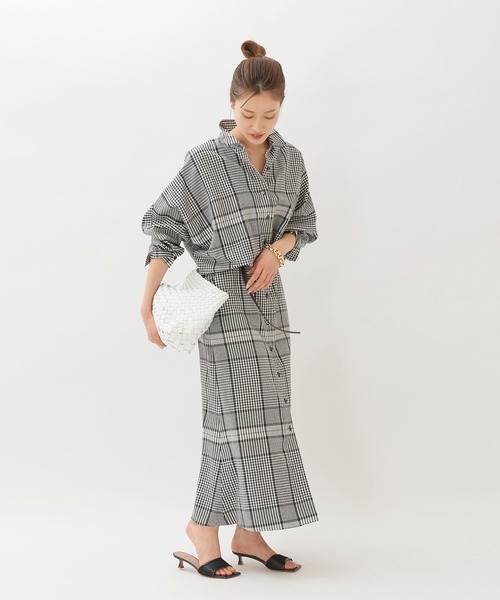 plage（プラージュ）の「チェックLinen semi flareワンピース 