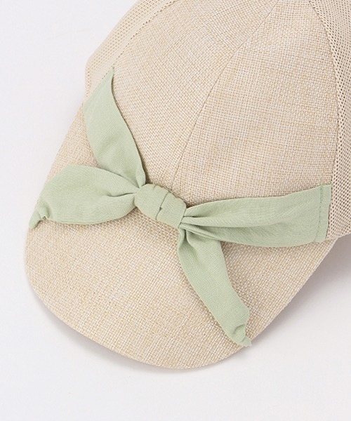 petit main（プティマイン）の「接触冷感 日よけ布つきリボンキャップ（キャップ・キッズ・ベージュ/アイボリー/ライトピンク・52cm/50cm/54cm）」の8枚目の写真