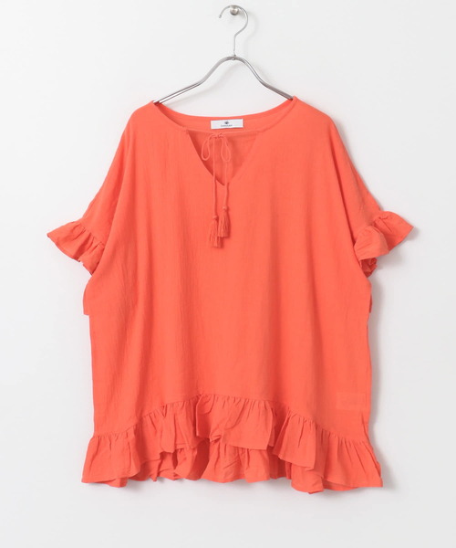 URBAN RESEARCH Sonny Label（アーバンリサーチサニーレーベル）の「楊柳フリルチュニック∴（チュニック・レディース・オフホワイト/オレンジ・FREE）」の10枚目の写真