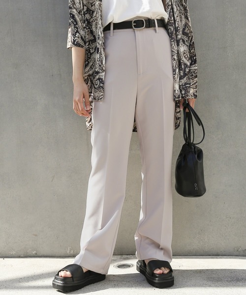 PBLIM（ページボーイリム）の「【S/M/L】【PAGEBOYLIM】サマーカラーフレアスラックス（スラックス・レディース・ブルー/ブラック/グレイッシュベージュ/レッド/グリーン・LARGE/SMALL/MEDIUM）」の2枚目の写真