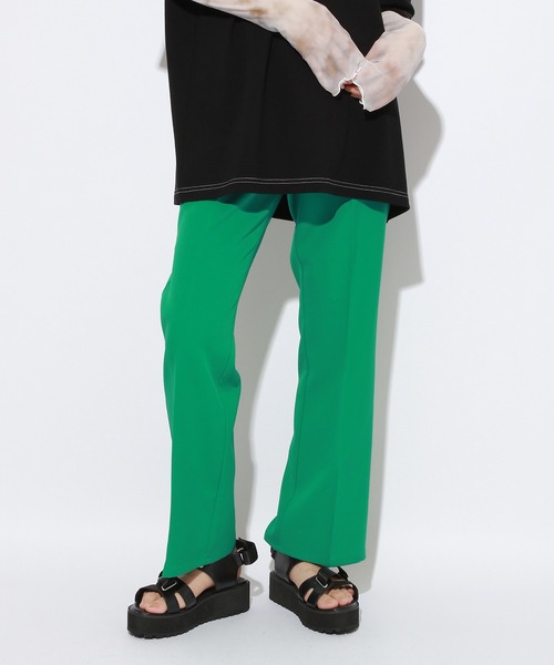 PBLIM（ページボーイリム）の「【S/M/L】【PAGEBOYLIM】サマーカラーフレアスラックス（スラックス・レディース・ブルー/ブラック/グレイッシュベージュ/レッド/グリーン・LARGE/SMALL/MEDIUM）」の3枚目の写真