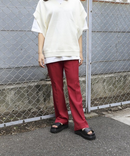 PBLIM（ページボーイリム）の「【S/M/L】【PAGEBOYLIM】サマーカラーフレアスラックス（スラックス・レディース・ブルー/ブラック/グレイッシュベージュ/レッド/グリーン・LARGE/SMALL/MEDIUM）」の10枚目の写真