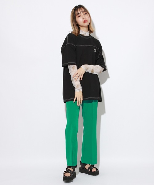 PBLIM（ページボーイリム）の「【S/M/L】【PAGEBOYLIM】サマーカラーフレアスラックス（スラックス・レディース・ブルー/ブラック/グレイッシュベージュ/レッド/グリーン・LARGE/SMALL/MEDIUM）」の21枚目の写真