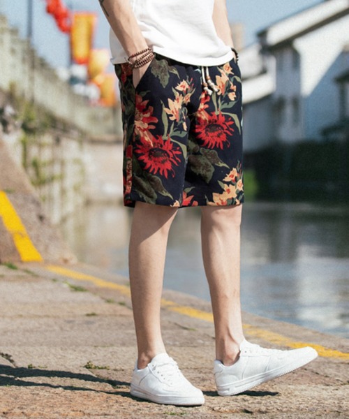 KOR（ケーオーアール）の「総柄リラックスハーフパンツ（その他パンツ・メンズ・ブラック/ネイビー/ピンク/ブルー/ブラック×ホワイト/ブラック系その他/ピンク系その他/ブラック×イエロー・M/L/XL）」の13枚目の写真