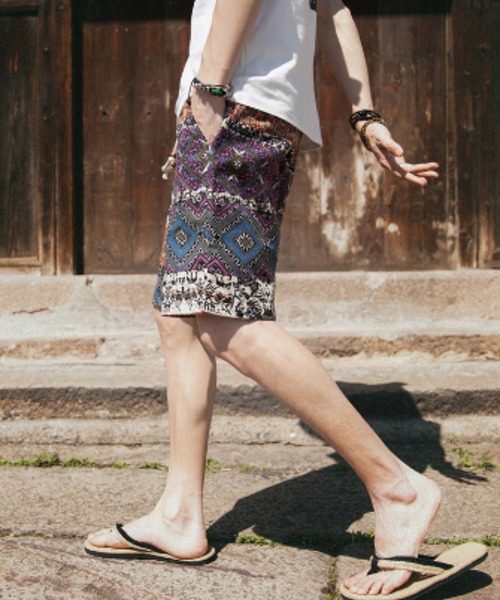 KOR（ケーオーアール）の「総柄リラックスハーフパンツ（その他パンツ・メンズ・ブラック/ネイビー/ピンク/ブルー/ブラック×ホワイト/ブラック系その他/ピンク系その他/ブラック×イエロー・M/L/XL）」の14枚目の写真