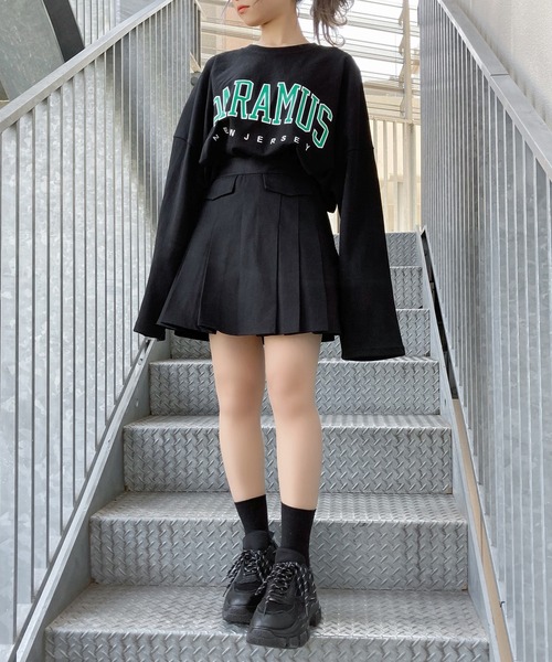 Figments（フィグメンツ）の「フラッププリーツスカート（スカート・レディース・ブラック/オフホワイト・FREE）」の7枚目の写真