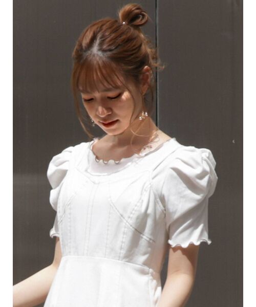 dazzlin（ダズリン）の「ボートメローバックリボン半袖TOPS（Tシャツ/カットソー・レディース・ブラック/オフホワイト/モカ/アイボリー・FREE）」の10枚目の写真