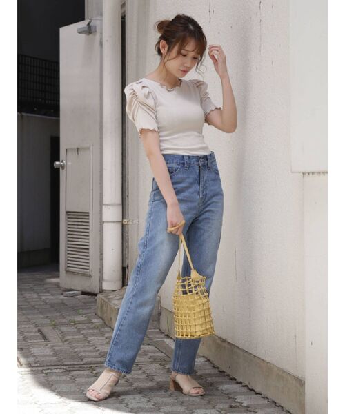 dazzlin（ダズリン）の「ボートメローバックリボン半袖TOPS（Tシャツ/カットソー・レディース・ブラック/オフホワイト/モカ/アイボリー・FREE）」の14枚目の写真