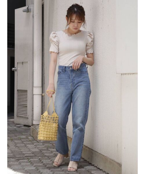 dazzlin（ダズリン）の「ボートメローバックリボン半袖TOPS（Tシャツ/カットソー・レディース・ブラック/オフホワイト/モカ/アイボリー・FREE）」の12枚目の写真