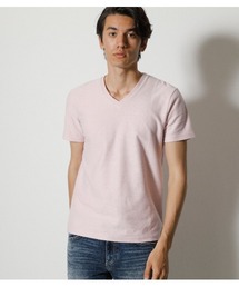 AZUL by moussy | MELANGE TACK BORDER V/N TOPS/メランジタックボーダーVネックトップス(Tシャツ/カットソー)