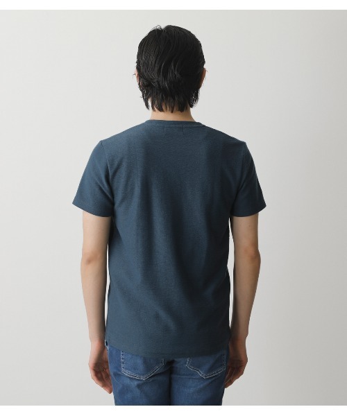 AZUL by moussy（アズールバイマウジー）の「MELANGE TACK BORDER V/N TOPS/メランジタックボーダーVネックトップス（Tシャツ/カットソー・メンズ・ネイビー系1/ブラック/ホワイト/杢グレー/ライトカーキ/ライトピンク・X-LARGE/LARGE/SMALL/MEDIUM）」の8枚目の写真