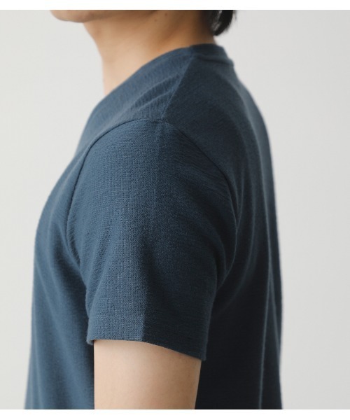 AZUL by moussy（アズールバイマウジー）の「MELANGE TACK BORDER V/N TOPS/メランジタックボーダーVネックトップス（Tシャツ/カットソー・メンズ・ネイビー系1/ブラック/ホワイト/杢グレー/ライトカーキ/ライトピンク・X-LARGE/LARGE/SMALL/MEDIUM）」の10枚目の写真