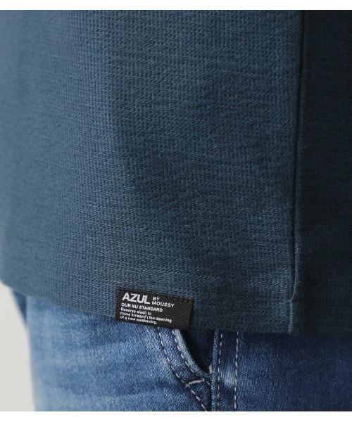 AZUL by moussy（アズールバイマウジー）の「MELANGE TACK BORDER V/N TOPS/メランジタックボーダーVネックトップス（Tシャツ/カットソー・メンズ・ネイビー系1/ブラック/ホワイト/杢グレー/ライトカーキ/ライトピンク・X-LARGE/LARGE/SMALL/MEDIUM）」の11枚目の写真