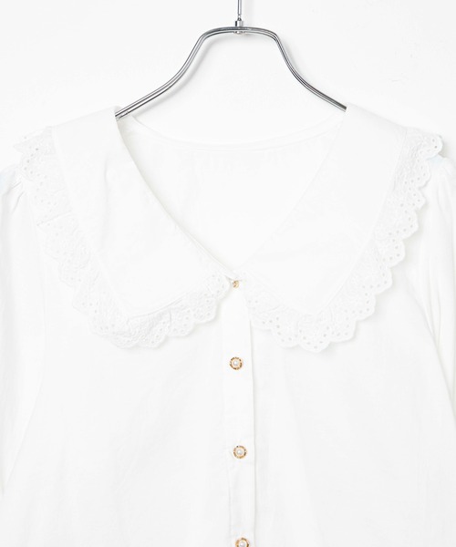 WEGO（ウィゴー）の「WEGO/フリルカラーパールボタンブラウス（シャツ/ブラウス・レディース・ホワイト・FREE）」の4枚目の写真