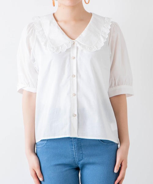 WEGO（ウィゴー）の「WEGO/フリルカラーパールボタンブラウス（シャツ/ブラウス・レディース・ホワイト・FREE）」の14枚目の写真