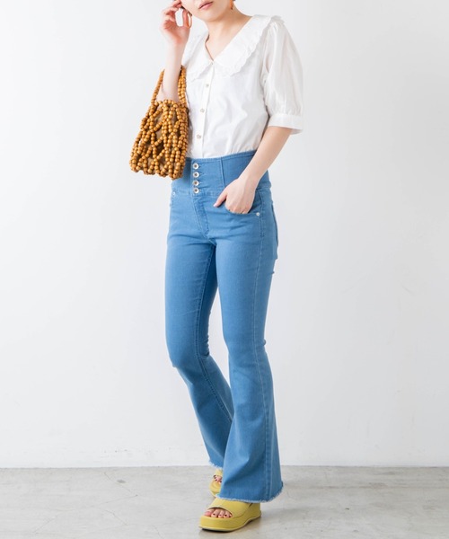 WEGO（ウィゴー）の「WEGO/フリルカラーパールボタンブラウス（シャツ/ブラウス・レディース・ホワイト・FREE）」の10枚目の写真