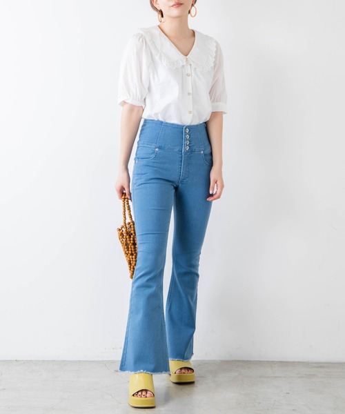 WEGO（ウィゴー）の「WEGO/フリルカラーパールボタンブラウス（シャツ/ブラウス・レディース・ホワイト・FREE）」の11枚目の写真