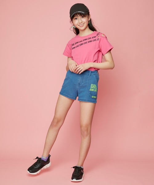 JENNI love(ジェニィラブ)の「防蚊肩あきクロスデザインTシャツ(Tシャツ/カットソー・キッズ・ブラック/パープル/チェリーピンク・130cm/140cm/150cm/160cm)」の16枚目の写真