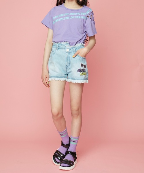 JENNI love(ジェニィラブ)の「防蚊肩あきクロスデザインTシャツ(Tシャツ/カットソー・キッズ・ブラック/パープル/チェリーピンク・130cm/140cm/150cm/160cm)」の20枚目の写真