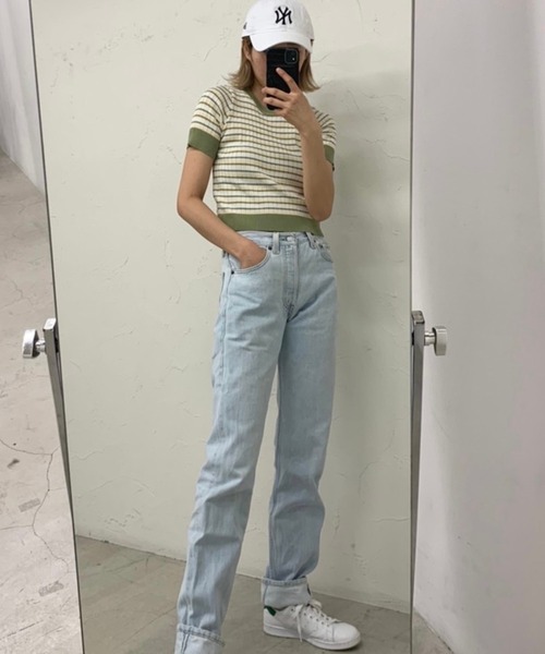 WEGO（ウィゴー）の「WEGO/マルチボーダー半袖トップス（Tシャツ/カットソー・レディース・ブラック/イエロー/グリーン・FREE）」の8枚目の写真