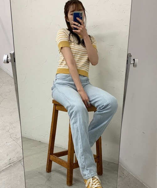 WEGO（ウィゴー）の「WEGO/マルチボーダー半袖トップス（Tシャツ/カットソー・レディース・ブラック/イエロー/グリーン・FREE）」の5枚目の写真