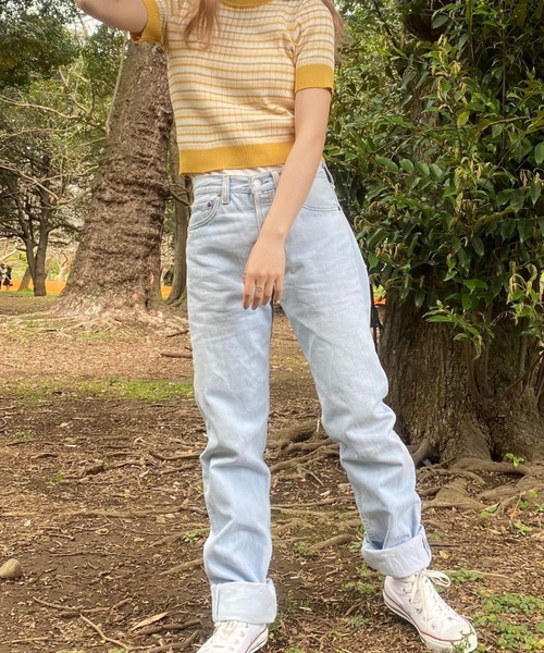 WEGO（ウィゴー）の「WEGO/マルチボーダー半袖トップス（Tシャツ/カットソー・レディース・ブラック/イエロー/グリーン・FREE）」の6枚目の写真