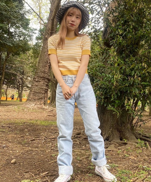 WEGO（ウィゴー）の「WEGO/マルチボーダー半袖トップス（Tシャツ/カットソー・レディース・ブラック/イエロー/グリーン・FREE）」の10枚目の写真