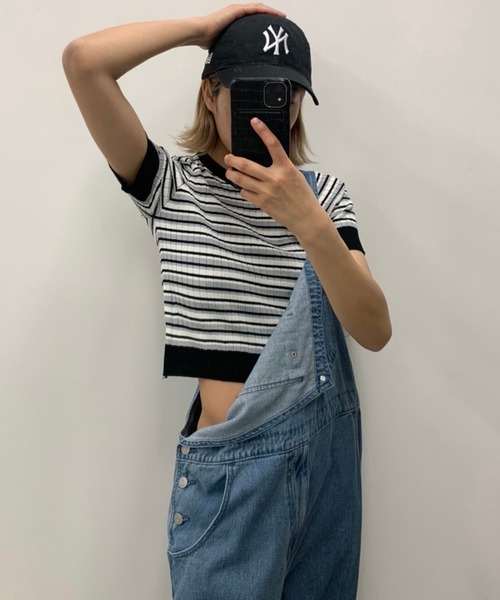 WEGO（ウィゴー）の「WEGO/マルチボーダー半袖トップス（Tシャツ/カットソー・レディース・ブラック/イエロー/グリーン・FREE）」の9枚目の写真