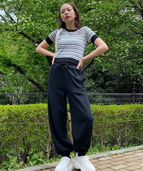 WEGO（ウィゴー）の「WEGO/マルチボーダー半袖トップス（Tシャツ/カットソー・レディース・ブラック/イエロー/グリーン・FREE）」の4枚目の写真