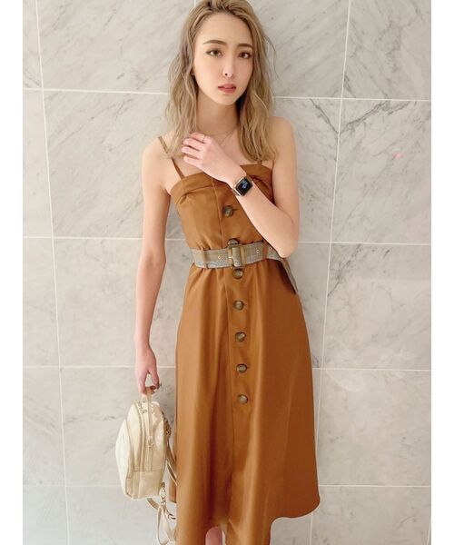 GYDA（ジェイダ）の「フロントボタン2WAYフレアベアワンピース（ワンピース・レディース・アイボリー/ダークブラウン/ダークオレンジ・FREE）」の13枚目の写真