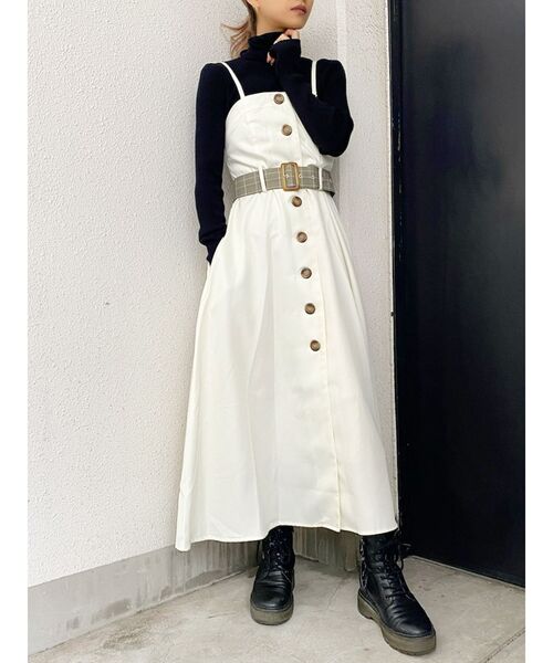 GYDA（ジェイダ）の「フロントボタン2WAYフレアベアワンピース（ワンピース・レディース・アイボリー/ダークブラウン/ダークオレンジ・FREE）」の12枚目の写真