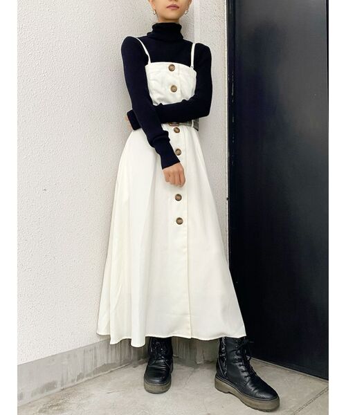 GYDA（ジェイダ）の「フロントボタン2WAYフレアベアワンピース（ワンピース・レディース・アイボリー/ダークブラウン/ダークオレンジ・FREE）」の10枚目の写真