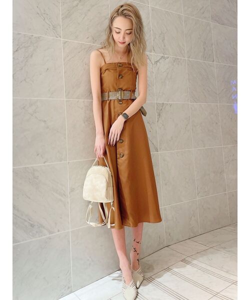 GYDA（ジェイダ）の「フロントボタン2WAYフレアベアワンピース（ワンピース・レディース・アイボリー/ダークブラウン/ダークオレンジ・FREE）」の9枚目の写真