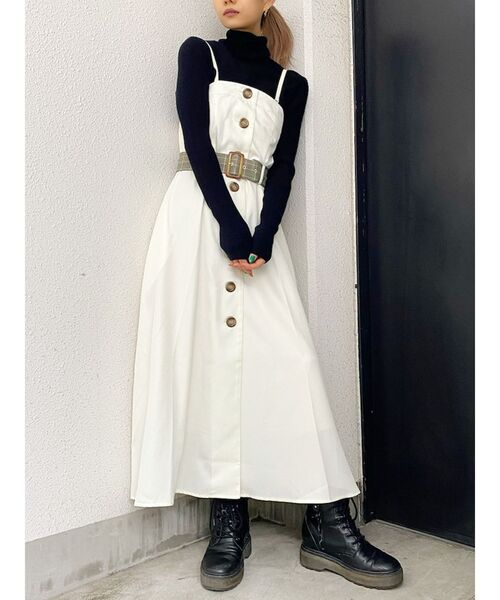 GYDA（ジェイダ）の「フロントボタン2WAYフレアベアワンピース（ワンピース・レディース・アイボリー/ダークブラウン/ダークオレンジ・FREE）」の6枚目の写真