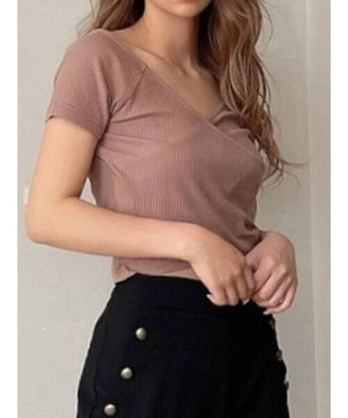 RESEXXY(リゼクシー)の「2WAYリブTシャツ(Tシャツ/カットソー・レディース・ホワイト/ブラック/モカ・FREE)」の1枚目の写真