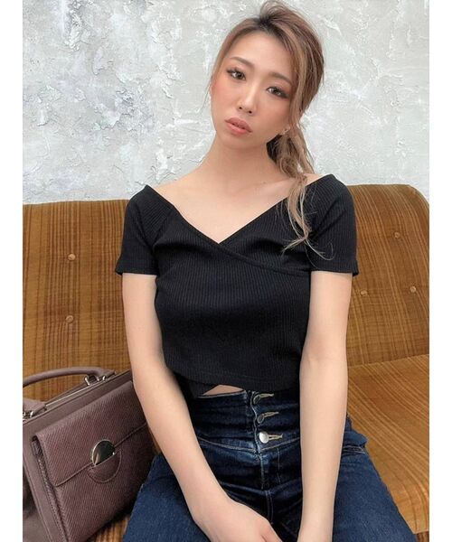 RESEXXY(リゼクシー)の「2WAYリブTシャツ(Tシャツ/カットソー・レディース・ホワイト/ブラック/モカ・FREE)」の13枚目の写真