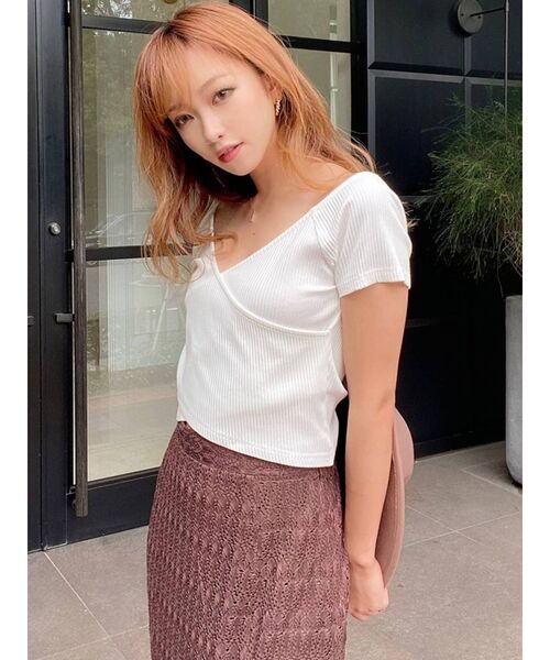 RESEXXY(リゼクシー)の「2WAYリブTシャツ(Tシャツ/カットソー・レディース・ホワイト/ブラック/モカ・FREE)」の8枚目の写真