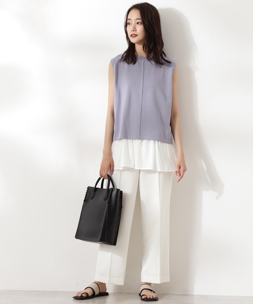 N.(N. Natural Beauty Basic)(エヌエヌナチュラルビューティーベーシック)の「サイドスリットノースリーブニット(ニット/セーター・レディース・ホワイト/ブルー/グレー・MEDIUM)」の20枚目の写真