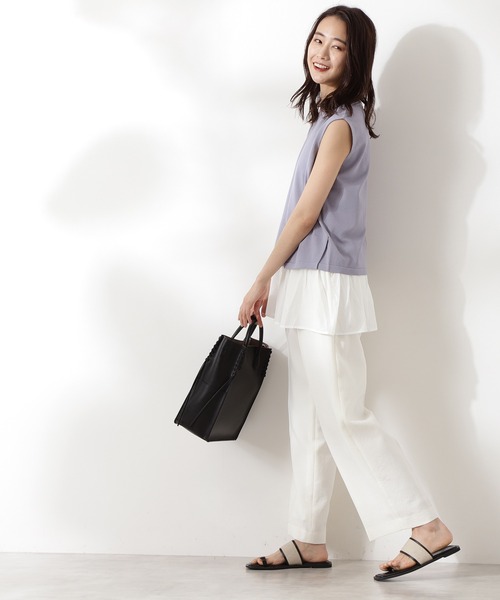 N.(N. Natural Beauty Basic)(エヌエヌナチュラルビューティーベーシック)の「サイドスリットノースリーブニット(ニット/セーター・レディース・ホワイト/ブルー/グレー・MEDIUM)」の19枚目の写真