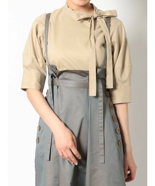 MERCURYDUO（マーキュリーデュオ）の「アシメボウタイハーフスリーブブラウス（シャツ/ブラウス・レディース・アイボリー/ベージュ/その他1・FREE）」の3枚目の写真