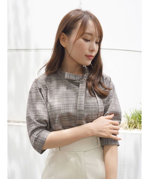 MERCURYDUO（マーキュリーデュオ）の「アシメボウタイハーフスリーブブラウス（シャツ/ブラウス・レディース・アイボリー/ベージュ/その他1・FREE）」の6枚目の写真