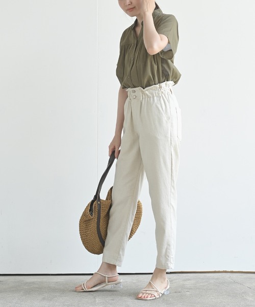 rps（アールピーエス）の「綿麻ツイルラッピングマムパンツ（その他パンツ・レディース・ベージュ/ネイビー/カーキ/アイボリー・M/L）」の8枚目の写真