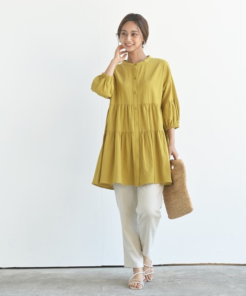 rps（アールピーエス）の「綿麻ツイルラッピングマムパンツ（その他パンツ・レディース・ベージュ/ネイビー/カーキ/アイボリー・M/L）」の13枚目の写真