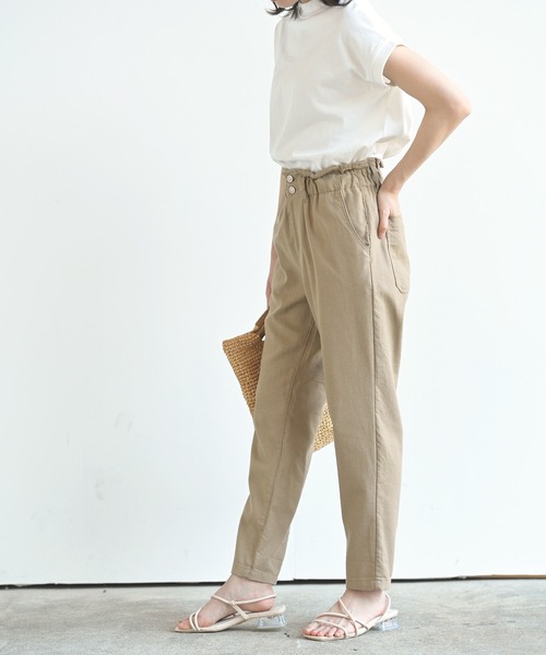 rps（アールピーエス）の「綿麻ツイルラッピングマムパンツ（その他パンツ・レディース・ベージュ/ネイビー/カーキ/アイボリー・M/L）」の16枚目の写真